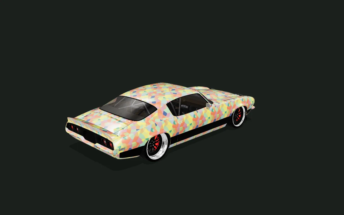 Bauhaus Bloom for Chevrolet Camaro — 1970 Pro Touring custom body study — Rear three-quarter view