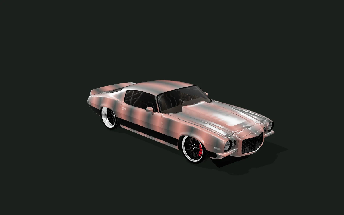 Copper fade for Chevrolet Camaro — 3D model render — front three-quarter