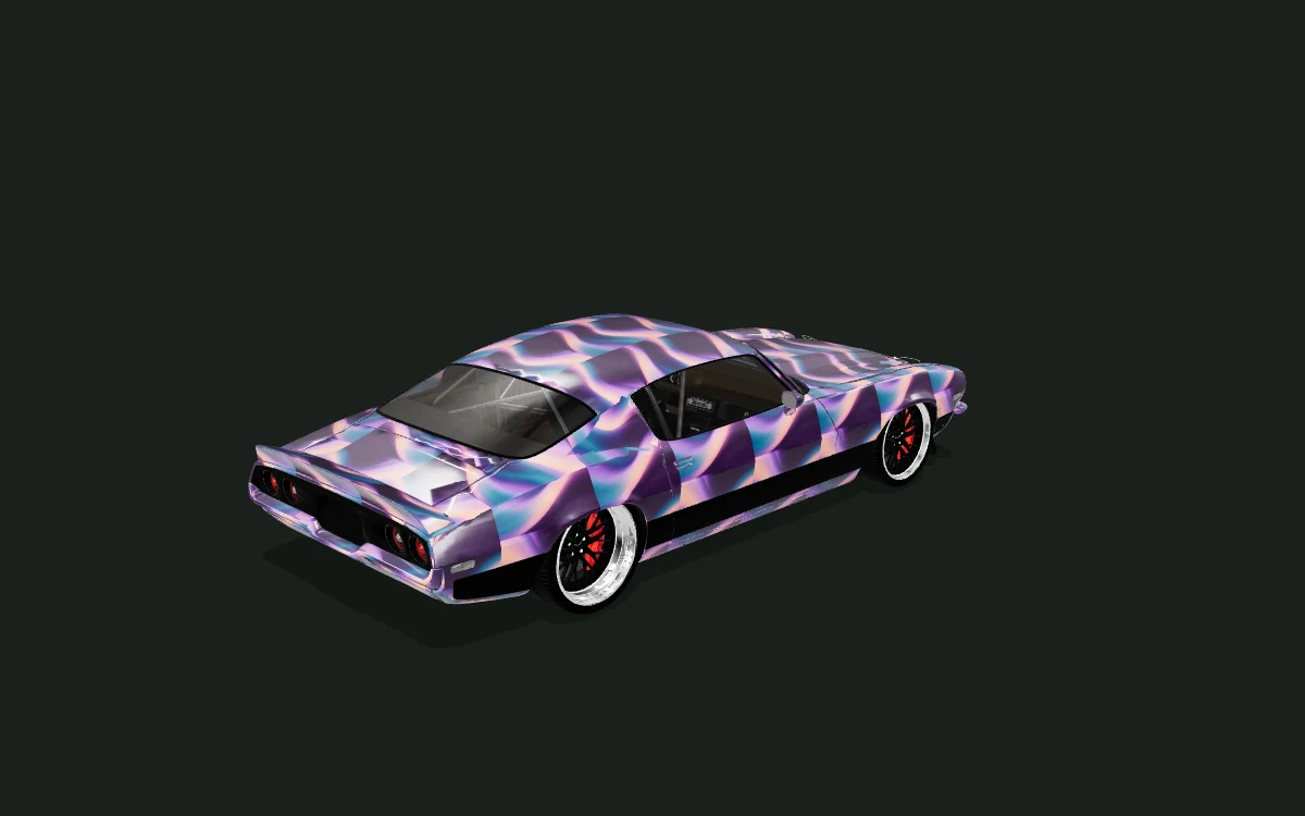 Plum Current for Chevrolet Camaro — 1970 Pro Touring custom body study — Rear three-quarter view