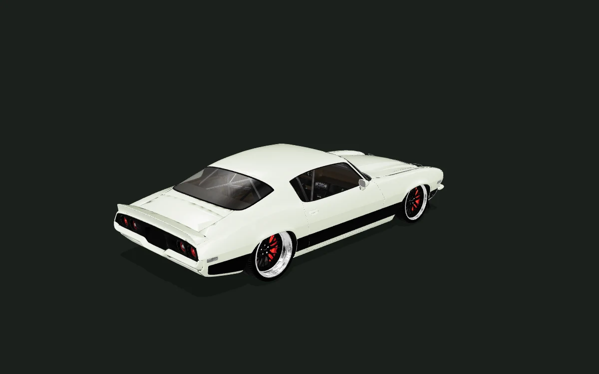 Sage satin for Chevrolet Camaro — 1970 Pro Touring custom body study — Rear three-quarter view