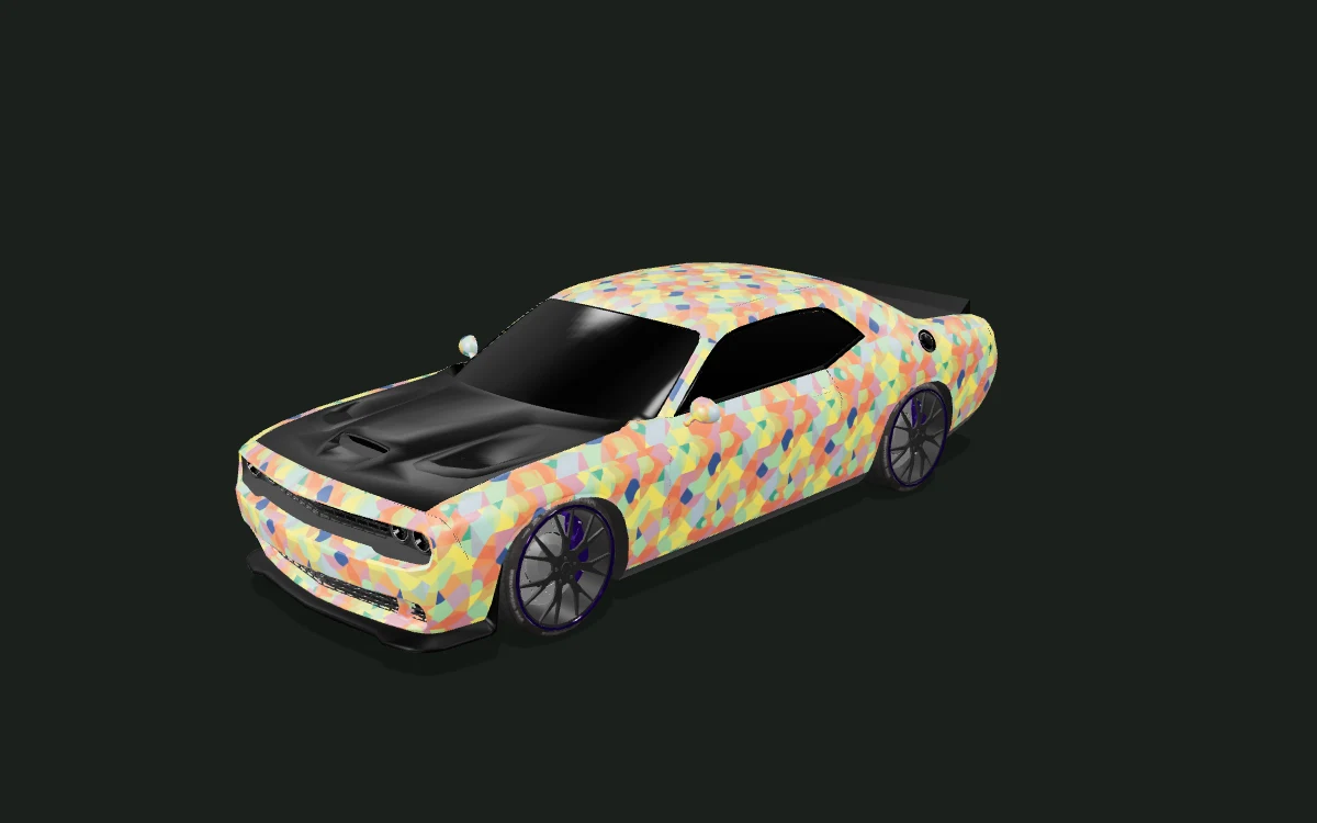 Bauhaus Bloom for Dodge Challenger — 3D model render — front three-quarter