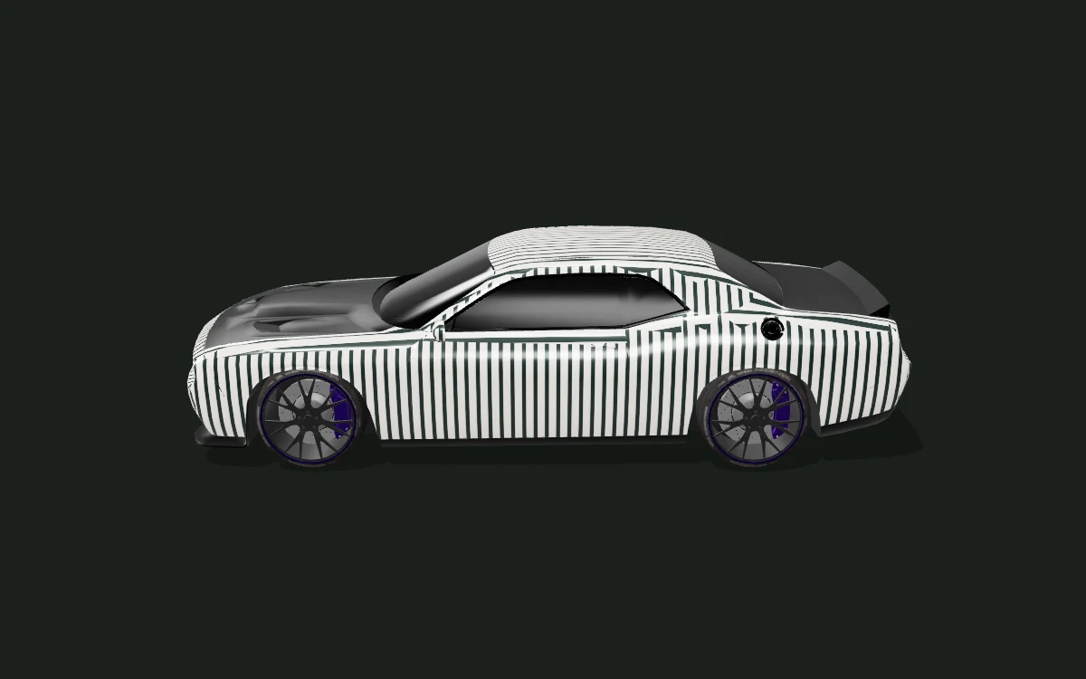 Midnight stripes for Dodge Challenger — SRT coupe body study — Side profile