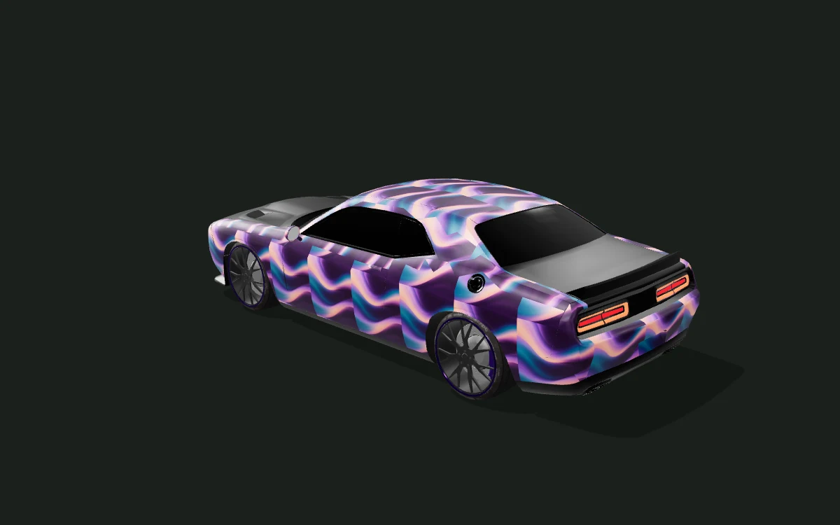 Plum Current for Dodge Challenger — SRT coupe body study — Rear three-quarter view
