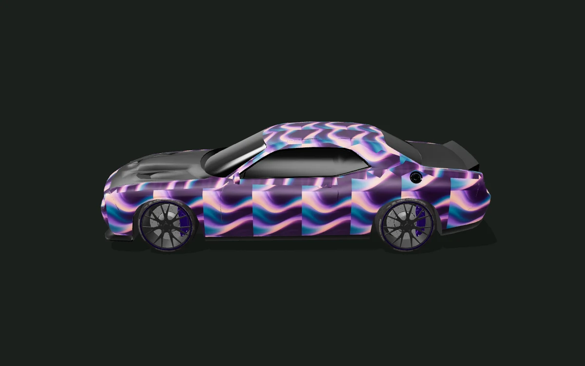 Plum Current for Dodge Challenger — SRT coupe body study — Side profile