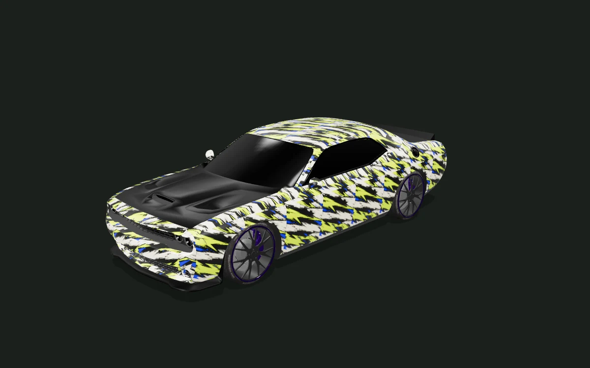 Volt Brush for Dodge Challenger — 3D model render — front three-quarter