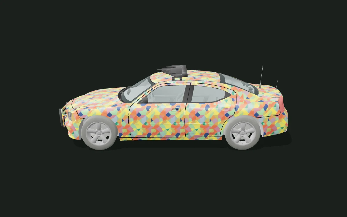 Bauhaus Bloom for Dodge Charger — Sedan study · police-base adaptation — Side profile