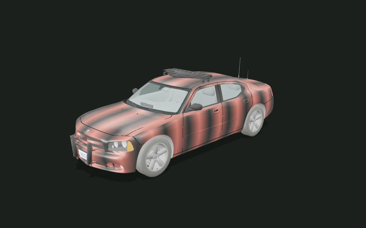 Copper fade for Dodge Charger — 3D model render — front three-quarter