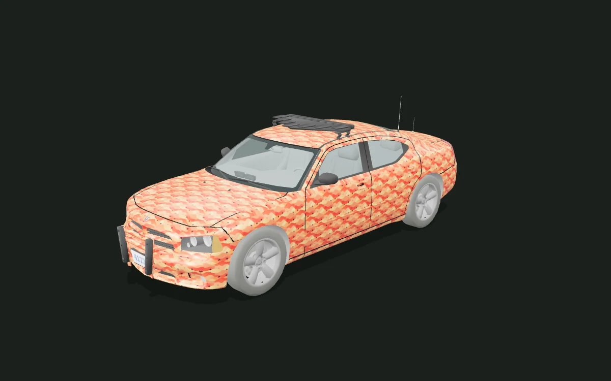 Dune Palms for Dodge Charger — 3D model render — front three-quarter