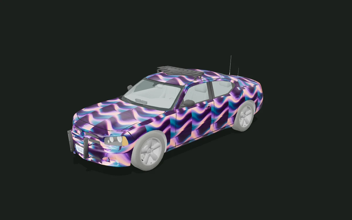 Plum Current for Dodge Charger — 3D model render — front three-quarter