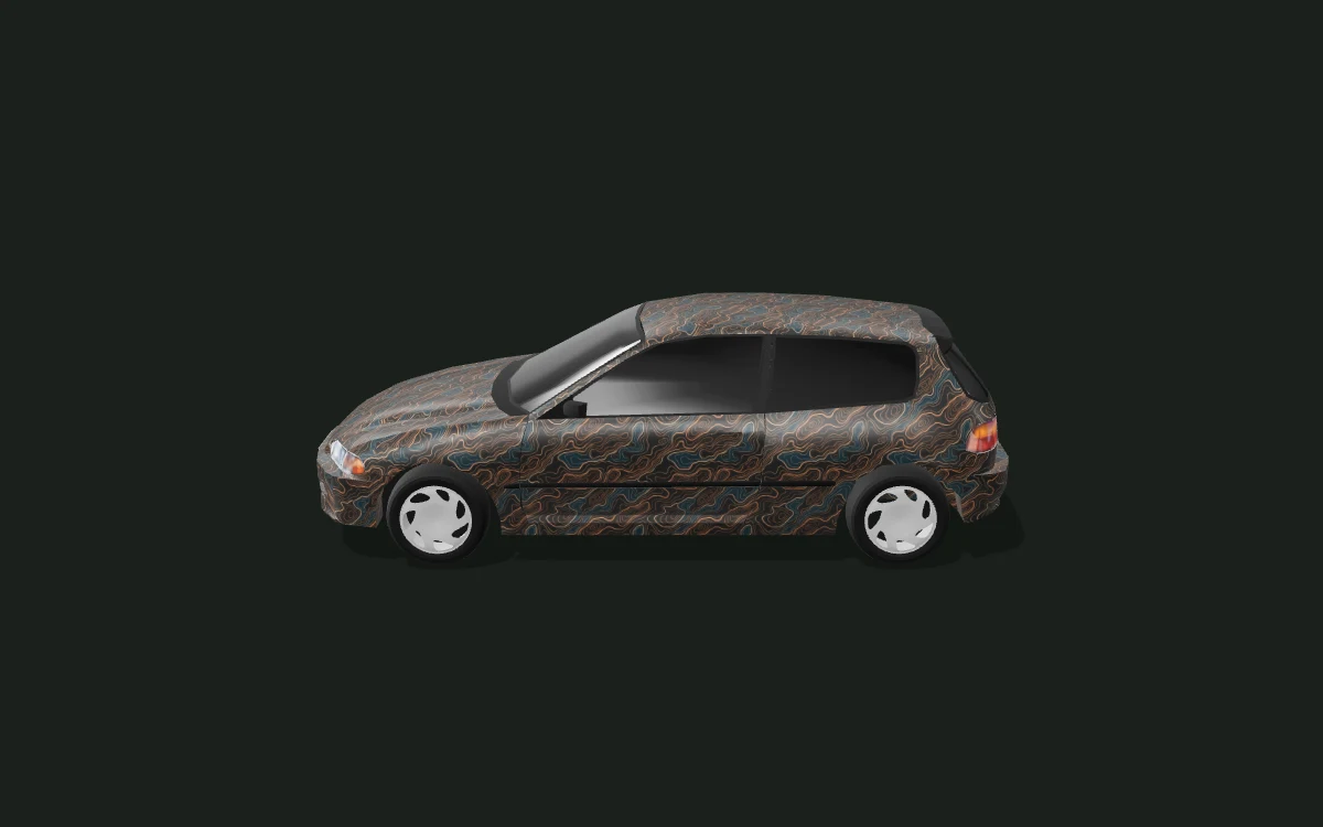 Honda Civic EG6 copper contour wrap design — EG6 hatchback · 1991 study — Side profile