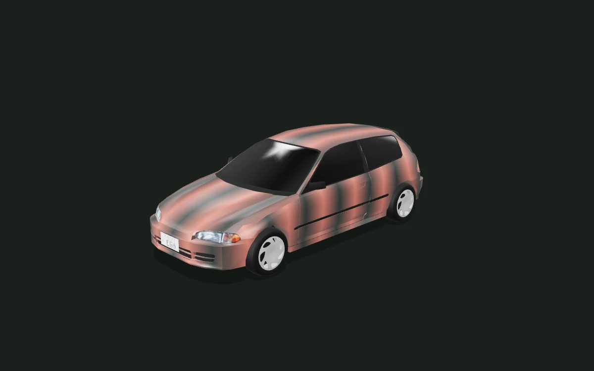 Copper fade for Honda Civic — 3D model render — front three-quarter