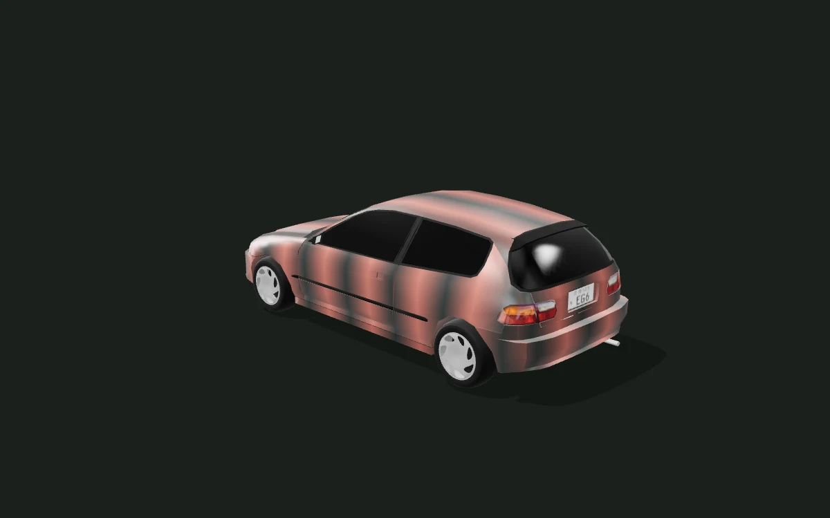 Copper fade for Honda Civic — EG6 hatchback · 1991 study — Rear three-quarter view