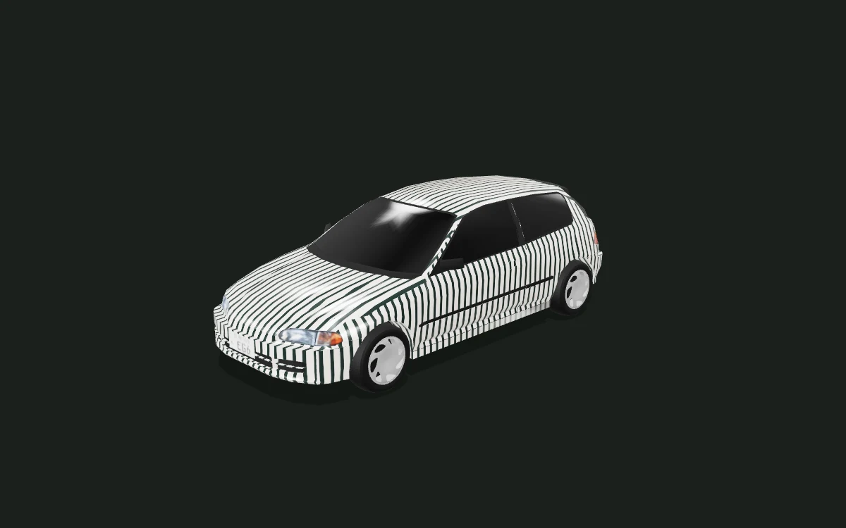 Midnight stripes for Honda Civic — 3D model render — front three-quarter