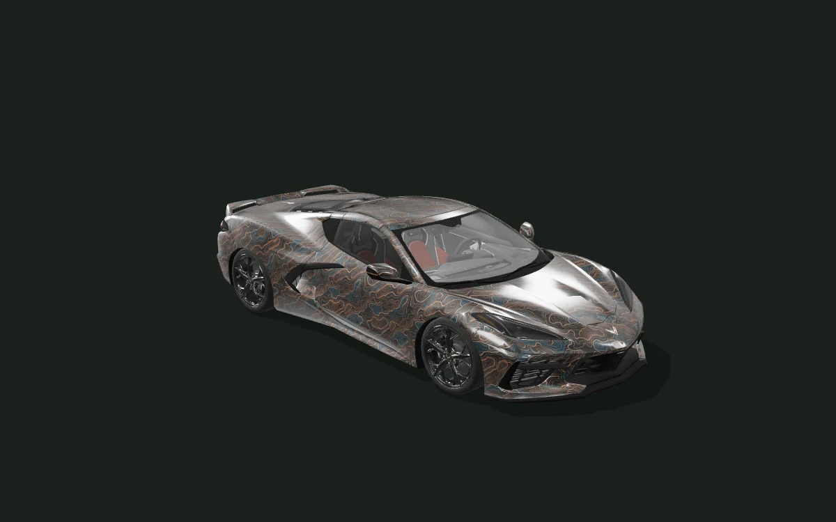 Copper Contours for Chevrolet Corvette — 3D model render — front three-quarter