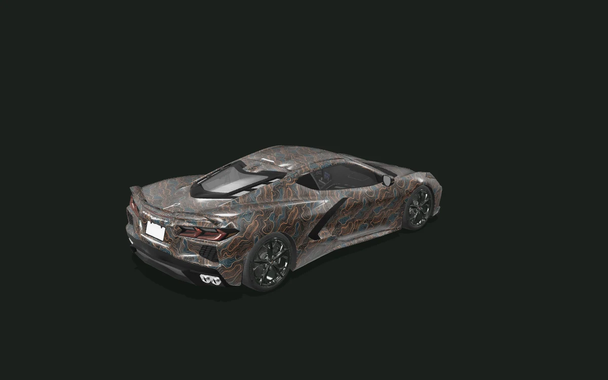 Copper Contours for Chevrolet Corvette — C8 Stingray body study — Rear three-quarter view