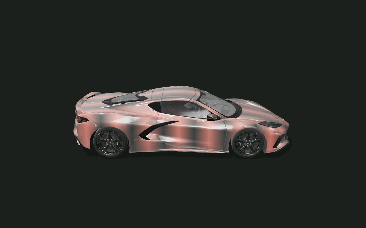 Corvette C8 copper gradient wrap — Copper Fade — C8 Stingray body study — Side profile