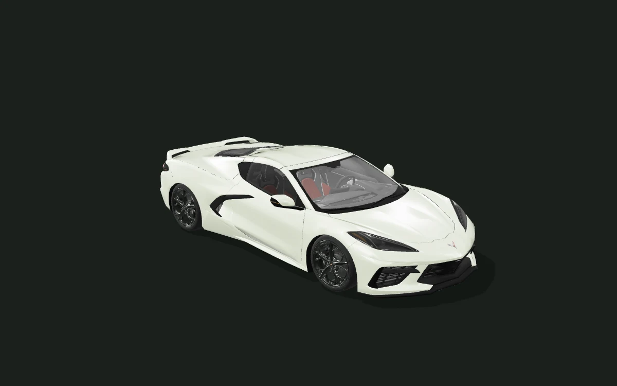 Sage satin for Chevrolet Corvette — 3D model render — front three-quarter
