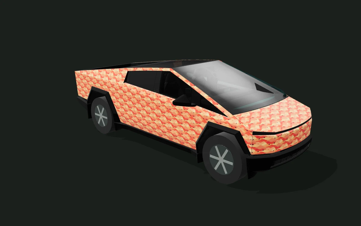 Dune Palms for Tesla Cybertruck — 3D model render — front three-quarter