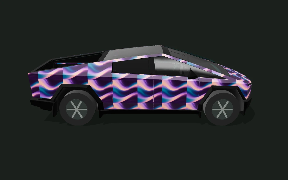 Plum Current for Tesla Cybertruck — Production body study — Side profile