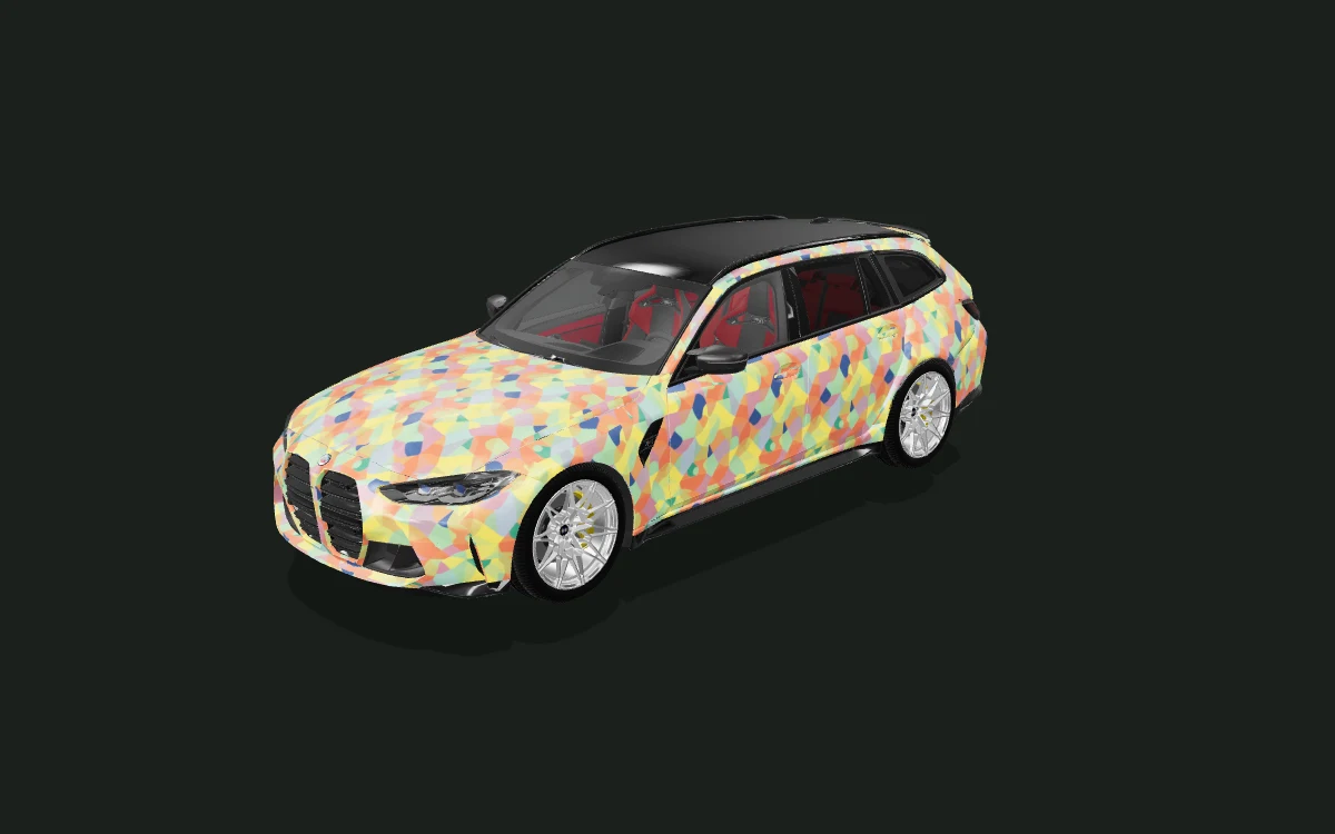 Bauhaus Bloom for BMW M3 Touring — 3D model render — front three-quarter
