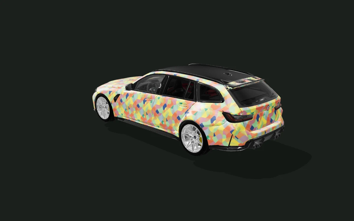 Bauhaus Bloom for BMW M3 Touring — Competition Touring · G81 body study — Rear three-quarter view