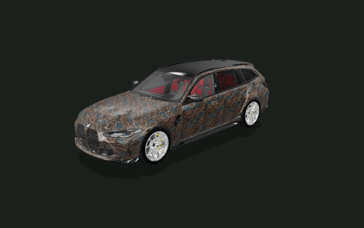 Copper Contours for BMW M3 Touring — 3D model render — front three-quarter