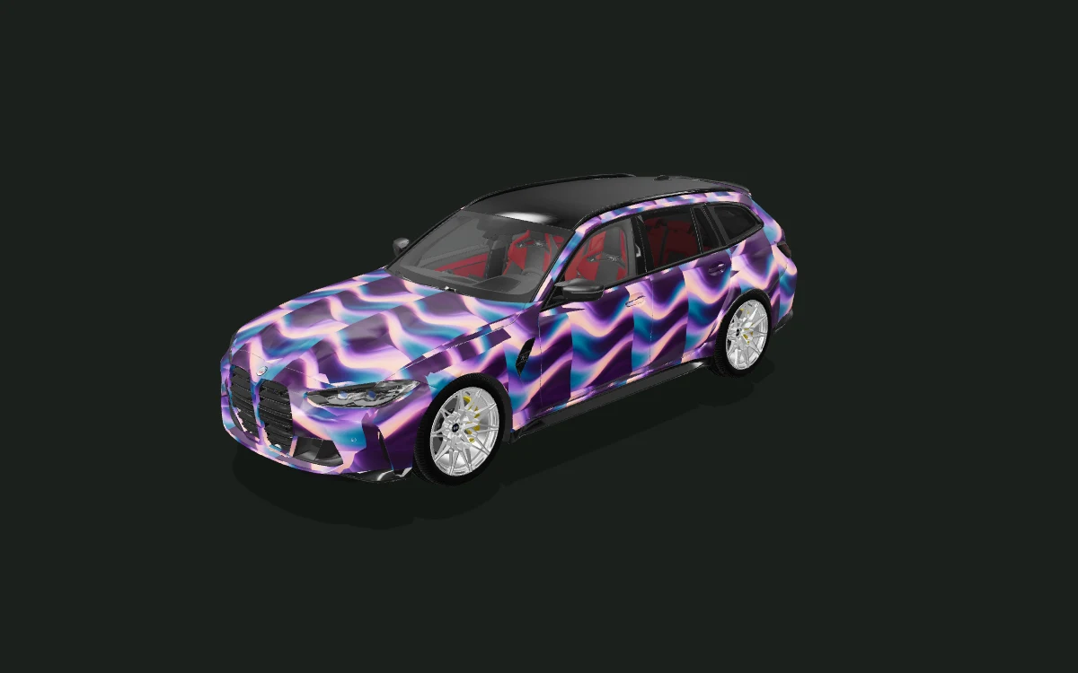 Plum Current for BMW M3 Touring — 3D model render — front three-quarter