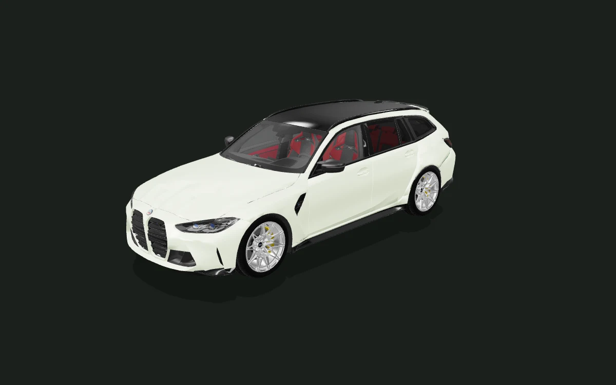 Sage satin for BMW M3 Touring — 3D model render — front three-quarter