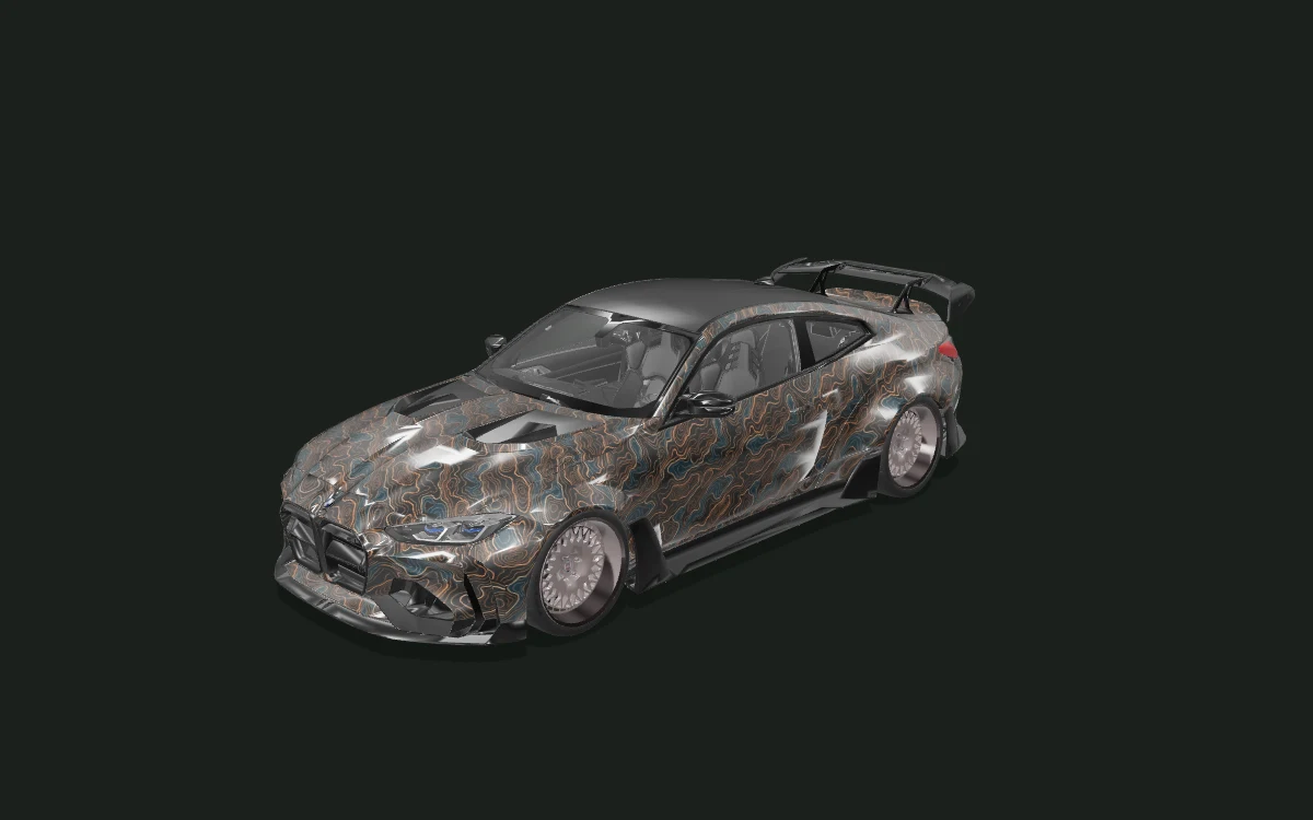 Copper Contours for BMW M4 — 3D model render — front three-quarter