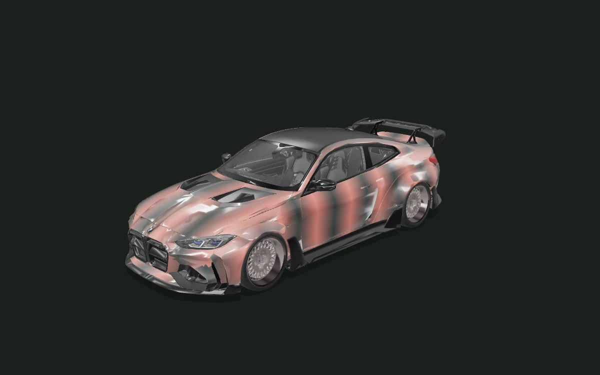 Copper fade for BMW M4 — 3D model render — front three-quarter