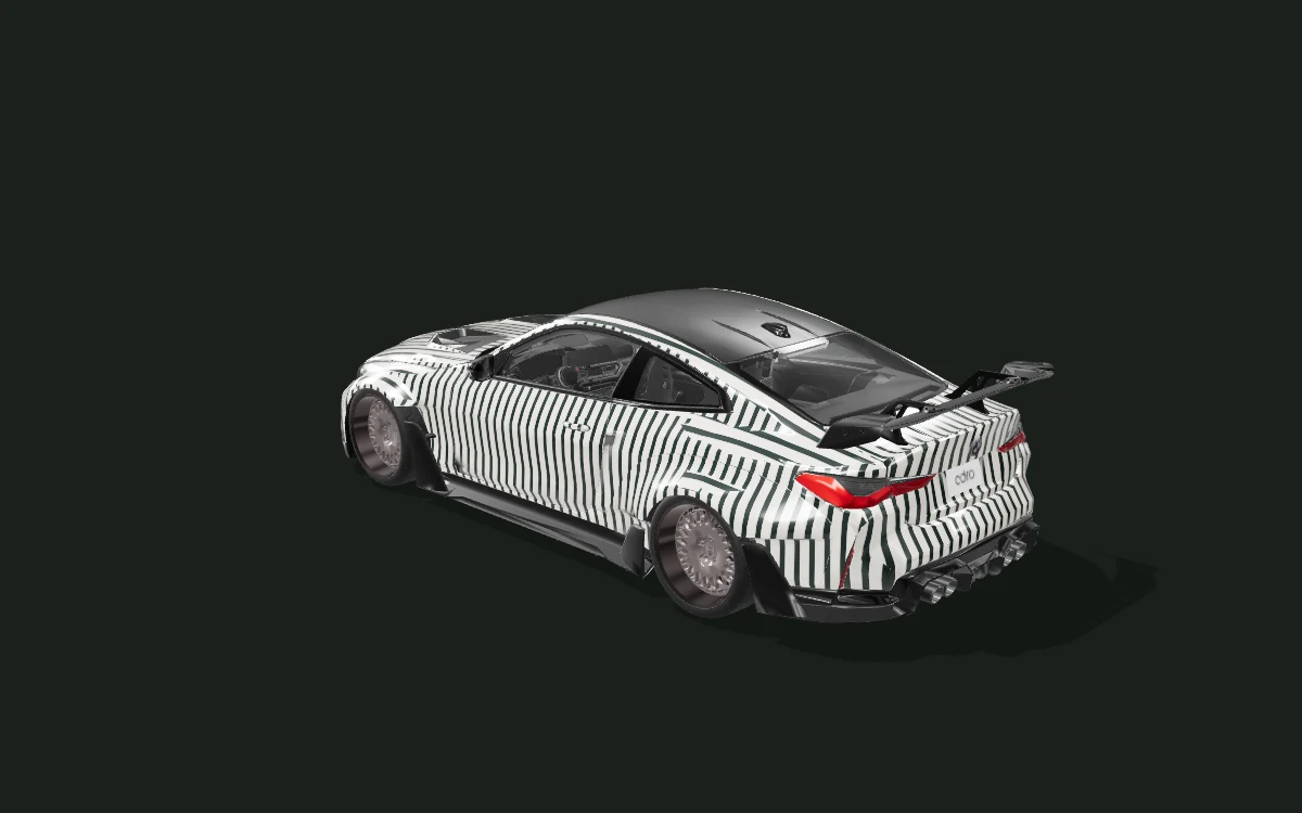 Midnight stripes for BMW M4 — G82 · 2022 ADRO-kit study — Rear three-quarter view