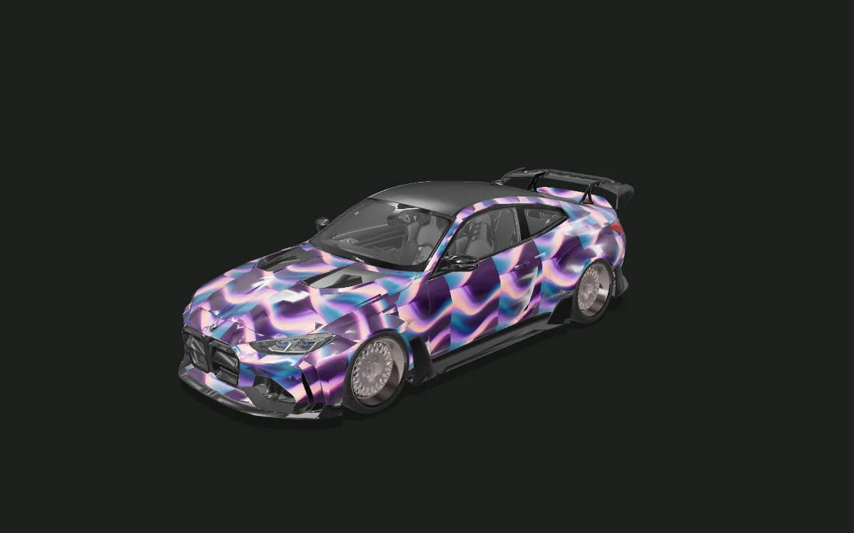 Plum Current for BMW M4 — 3D model render — front three-quarter