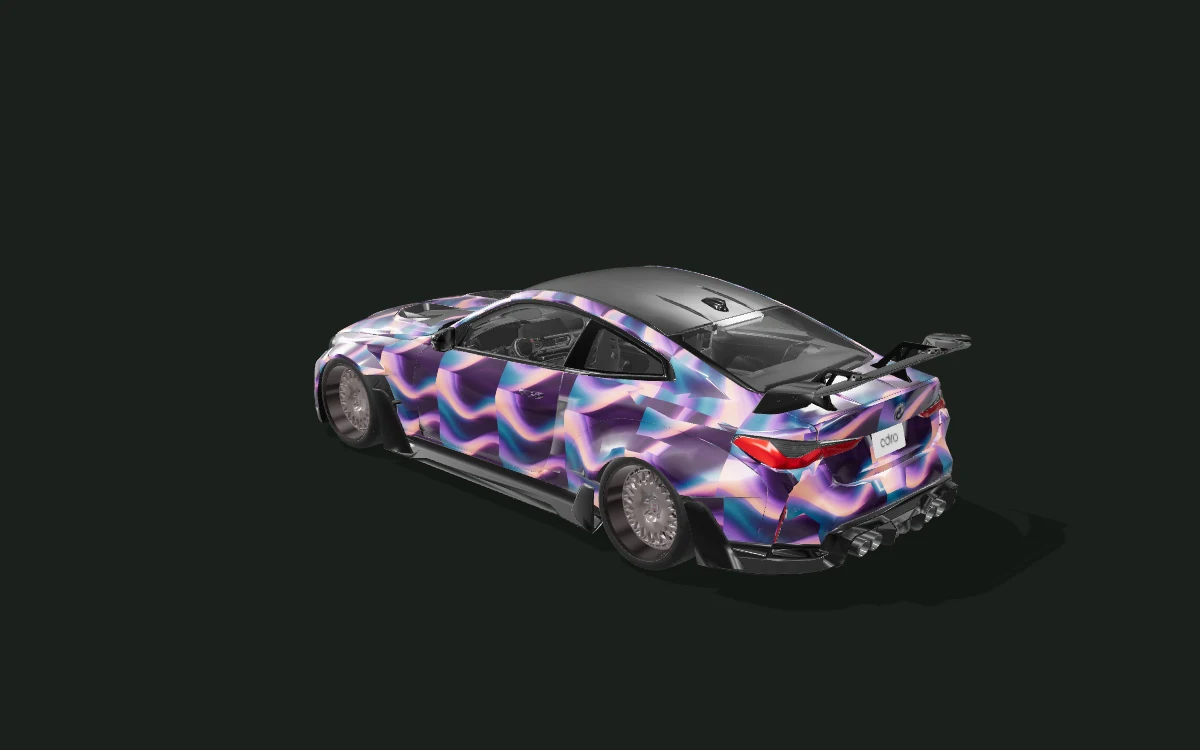 Plum Current for BMW M4 — G82 · 2022 ADRO-kit study — Rear three-quarter view