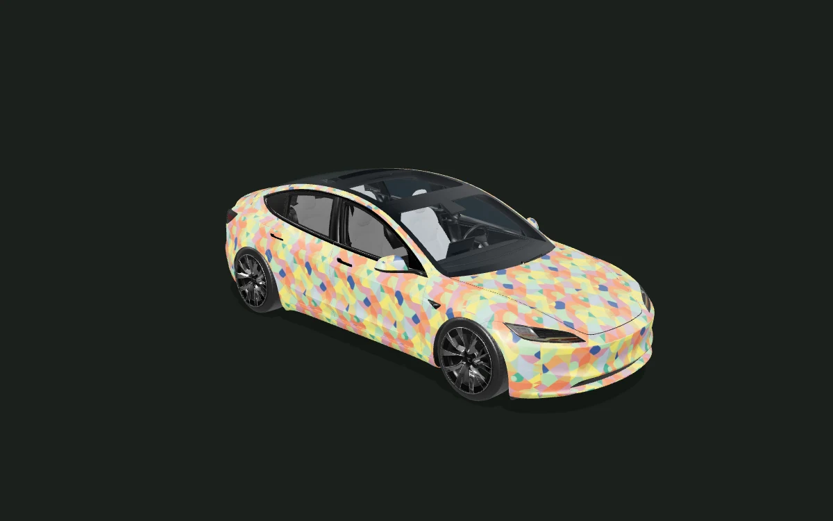 Bauhaus Bloom for Tesla Model 3 — 3D model render — front three-quarter