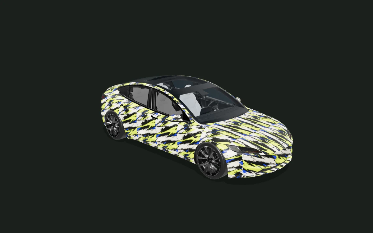 Volt Brush for Tesla Model 3 — 3D model render — front three-quarter