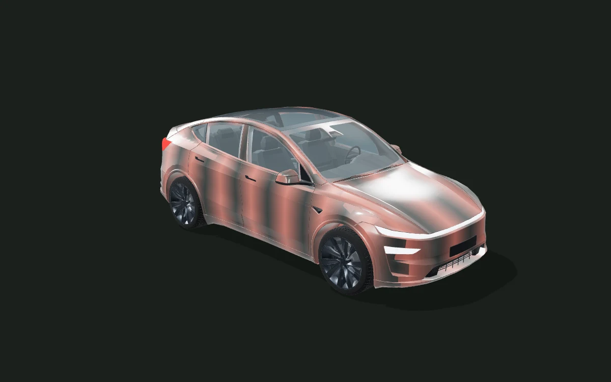 Copper fade for Tesla Model Y — 3D model render — front three-quarter