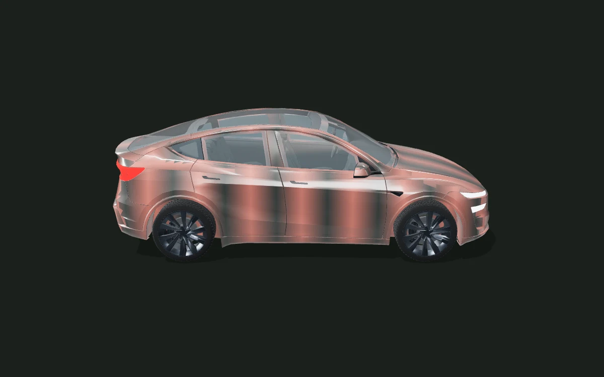 Copper fade for Tesla Model Y — Juniper · 2025+ — Side profile