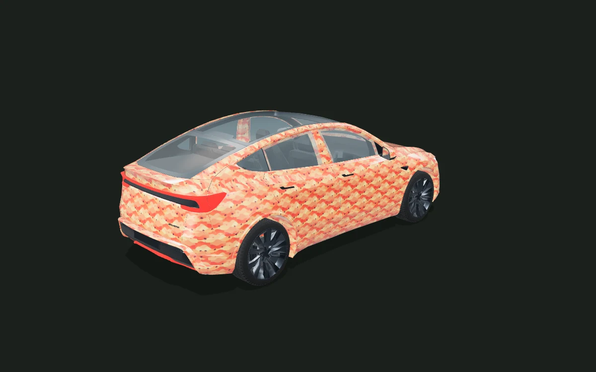 Dune Palms for Tesla Model Y — Juniper · 2025+ — Rear three-quarter view
