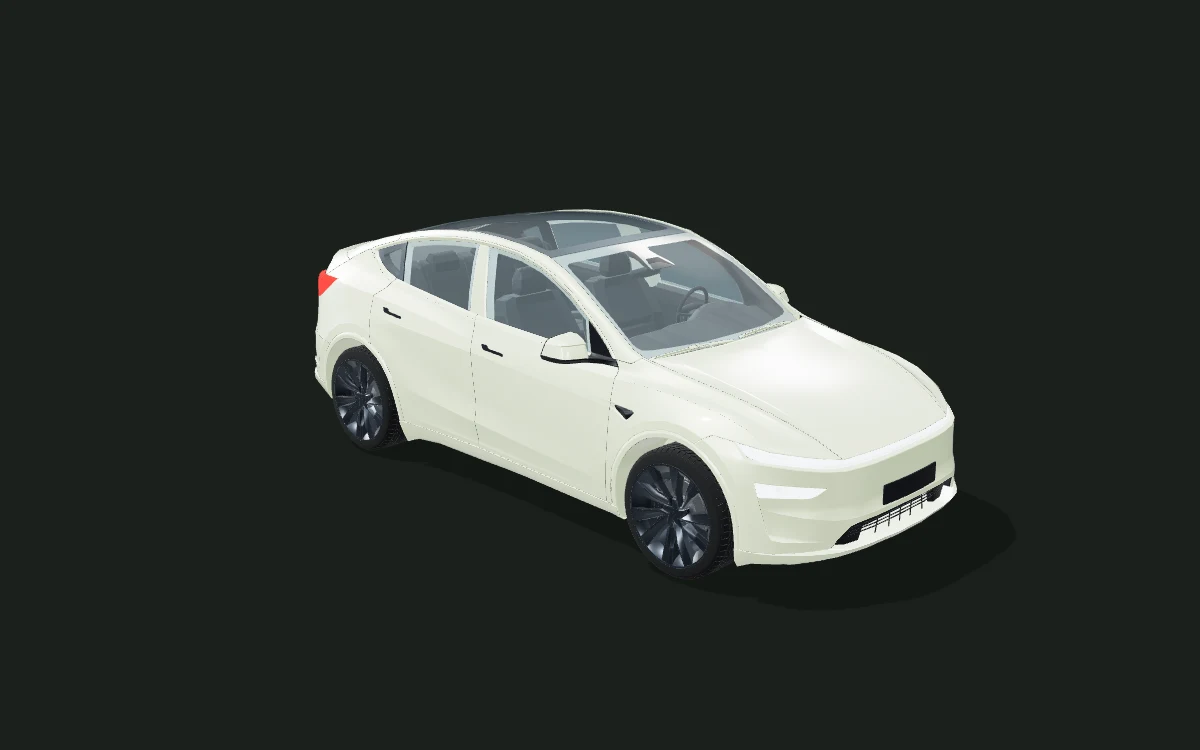 Sage satin for Tesla Model Y — 3D model render — front three-quarter