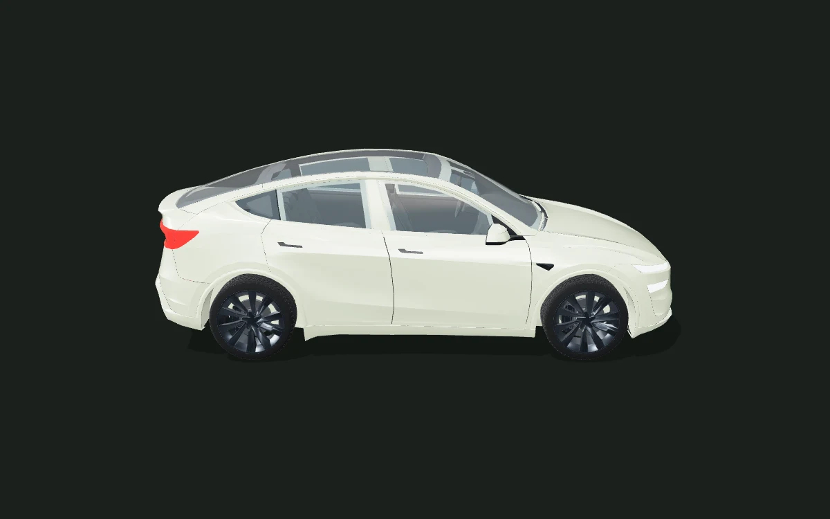 Tesla Model Y — セージ・サテン — Juniper · 2025+ — 側面ビュー