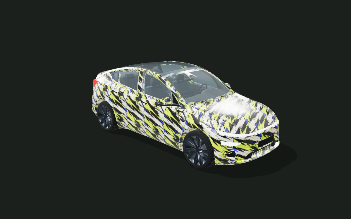 Volt Brush for Tesla Model Y — 3D model render — front three-quarter