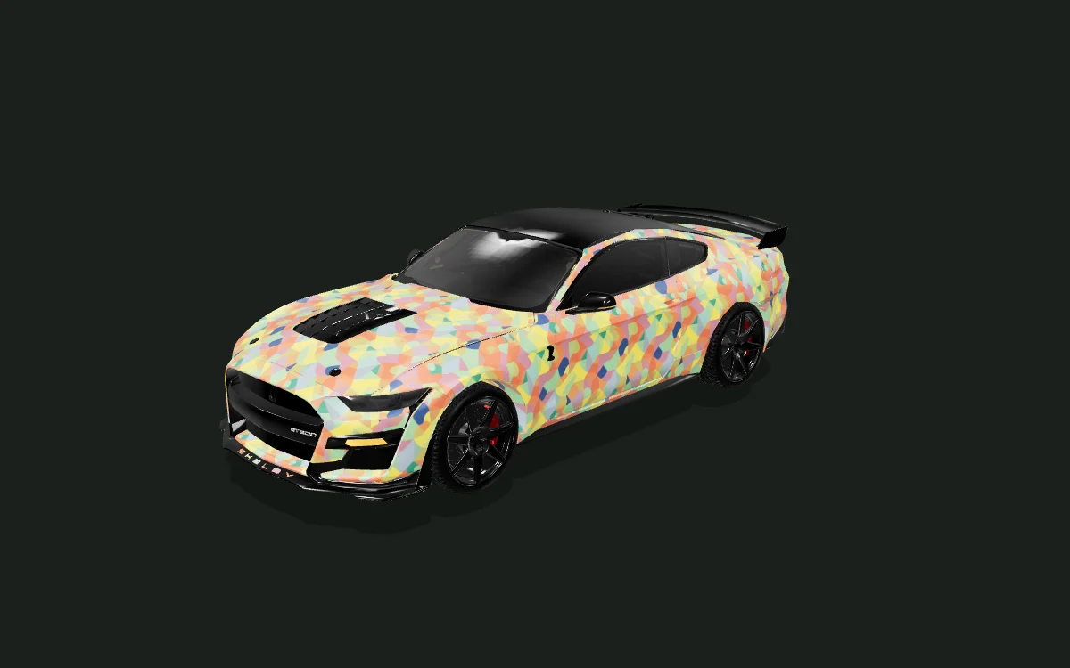 Bauhaus Bloom for Ford Mustang — 3D model render — front three-quarter