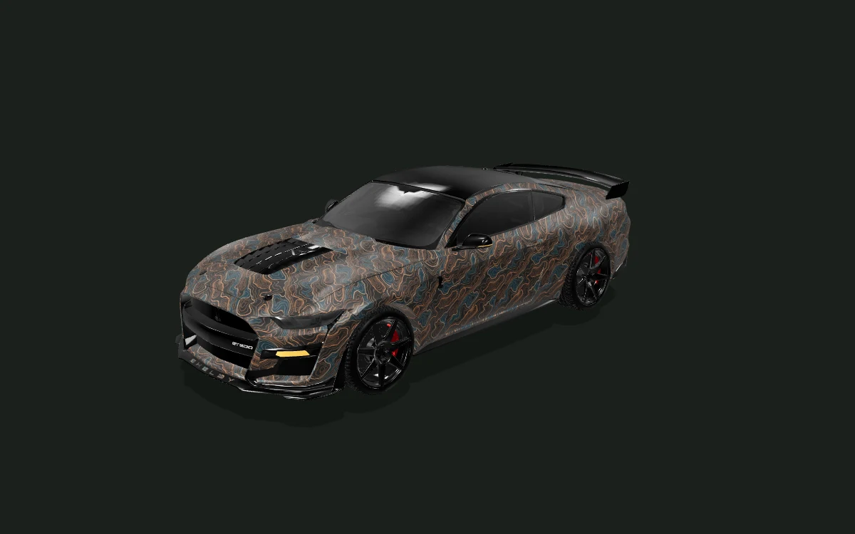 Copper Contours for Ford Mustang — 3D model render — front three-quarter