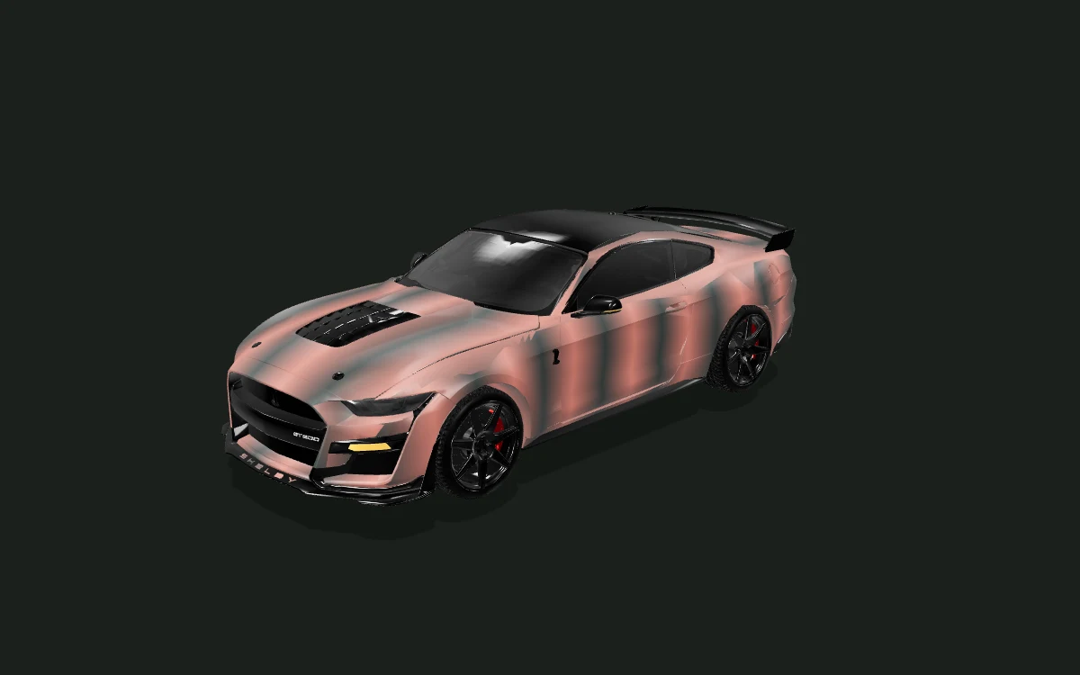 Copper fade for Ford Mustang — 3D model render — front three-quarter