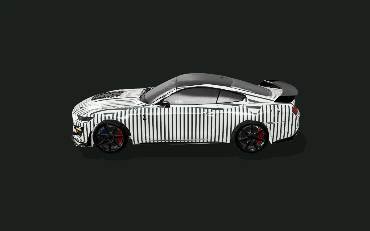 Mustang Shelby GT500 다크 스트라이프 랩핑 모델 — Shelby GT500 참고 모델 — 측면 보기