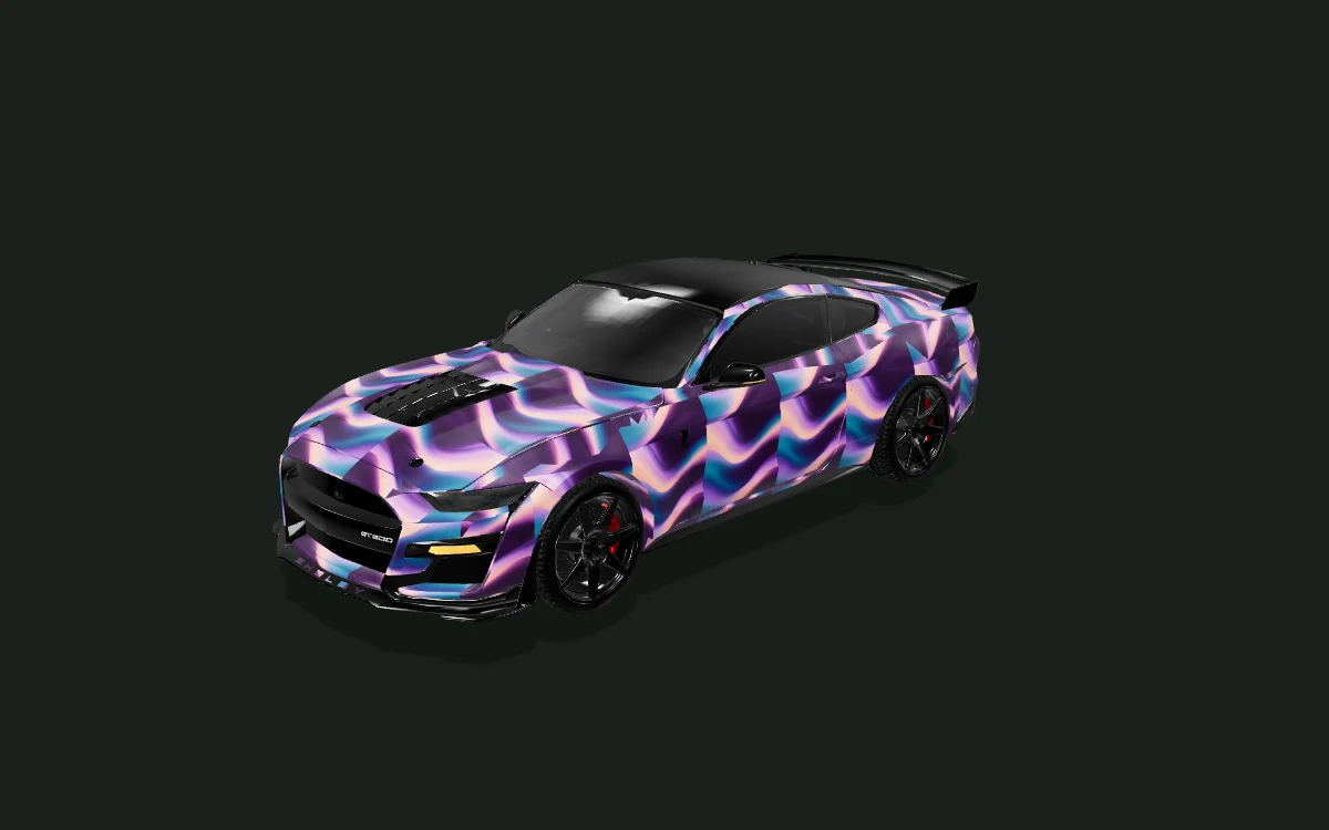 Plum Current for Ford Mustang — 3D model render — front three-quarter