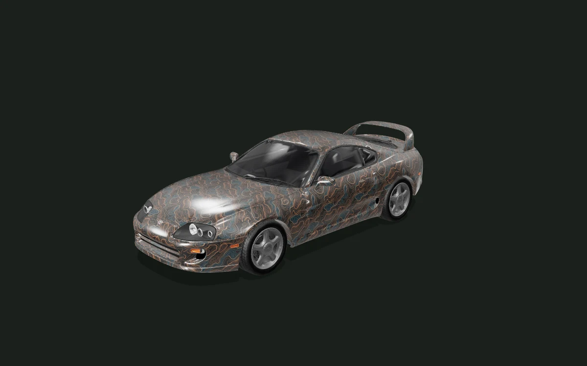 Copper Contours for Toyota Supra — 3D model render — front three-quarter