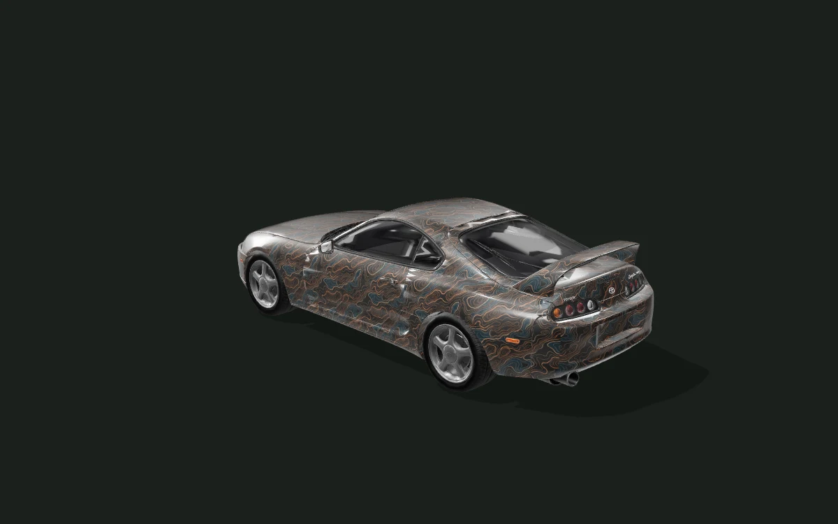 Toyota Supra — 銅色の等高線 — Mk IV・1994年 ボディ参考モデル — 斜め後ろからのビュー