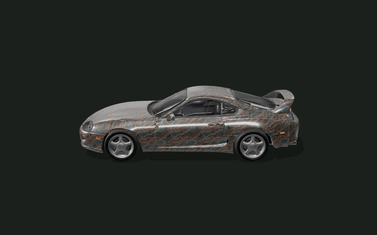 Toyota Supra — 銅色の等高線 — Mk IV・1994年 ボディ参考モデル — 側面ビュー