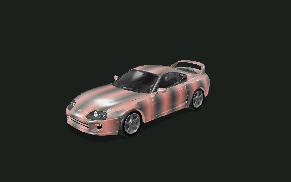 Copper fade for Toyota Supra — 3D model render — front three-quarter